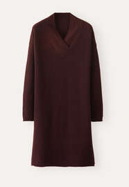 Strickkleid mit V-Ausschnitt, Brombeere, webstill