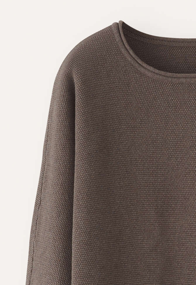 Perlmuster-Dolman-Pullover, Nussbraun, completeTheLook