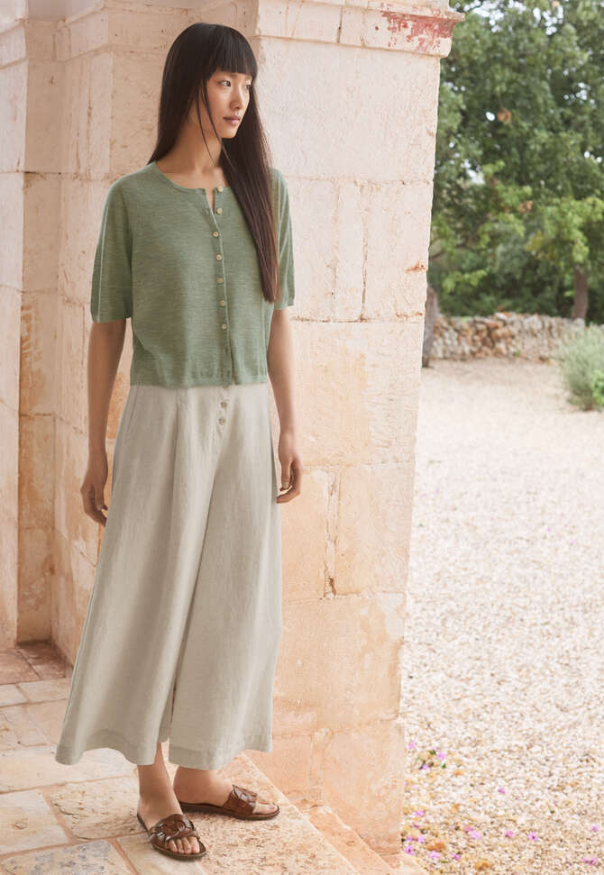 Culotte mit Faltenfront, Blasses Naturbeige, completeTheLook