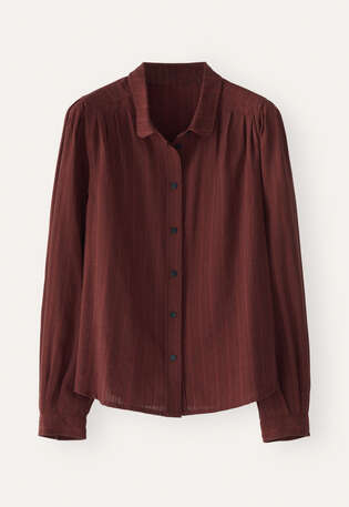 Gestreifte Bluse, Maronenrot, webstill