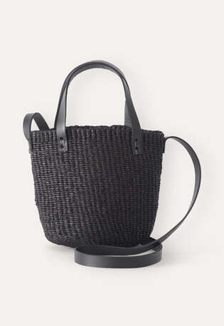 Geflochtene Crossbody-Tasche, Schwarz, webstill