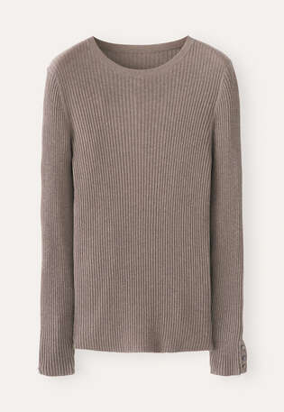 Ripppullover, Haferbeige, webstill