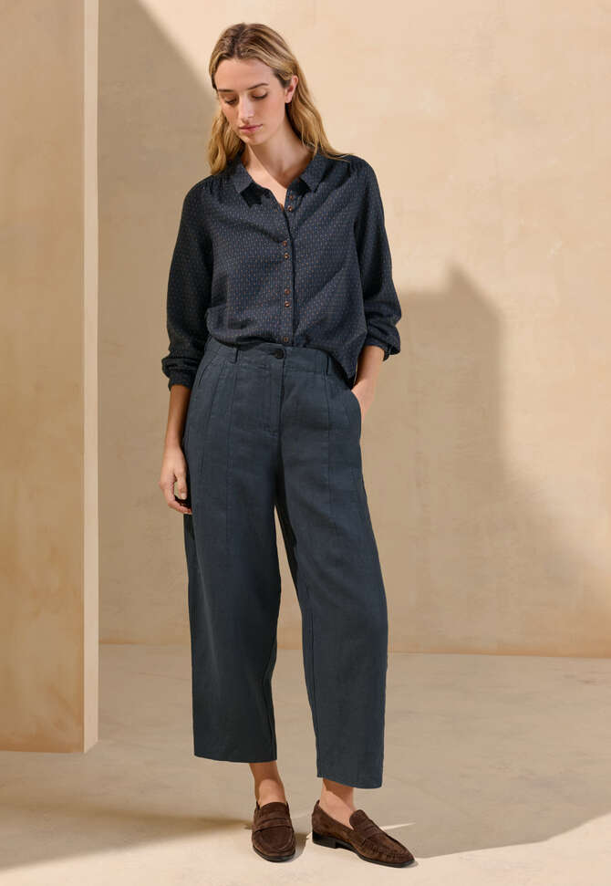 Bluse in Strichmuster-Webung, Petrol/Rost, completeTheLook