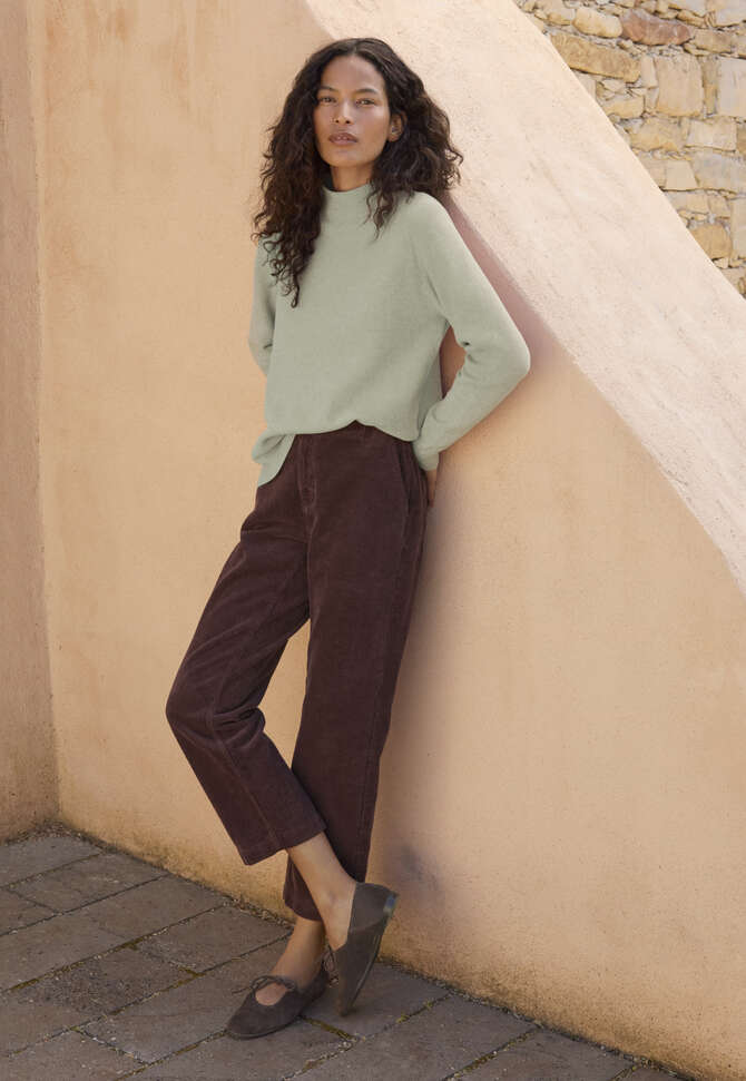 Schmale, k&uuml;rzere Hose, Zartes Aubergine, completeTheLook