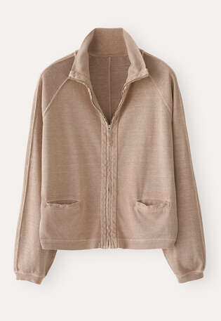 Rei&szlig;verschlussjacke, Nerz-Taupe, webstill