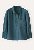 Bluse mit eingewebtem Kreuzmuster, Aquamarin, webstill