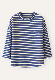 Gestreiftes Top, Tinte/Creme, webstill