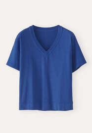 T-Shirt mit V-Ausschnitt, Azur, webstill
