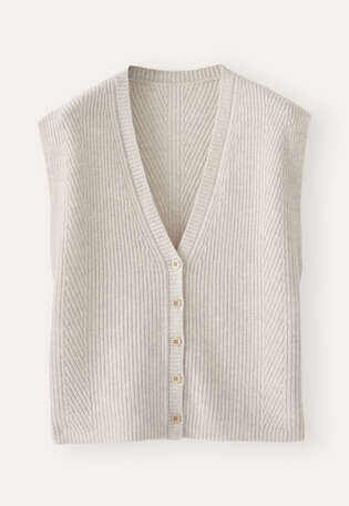 &Auml;rmelloser Cardigan, Perlgrau, webstill