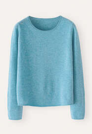Pullover mit Rundhalsausschnitt, Zartes Pfauenblau, webstill