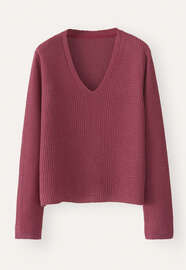 Pullover mit V-Ausschnitt, Mauverot, webstill