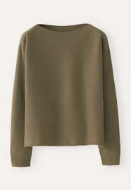 Kastiger Pullover, Moosgr&uuml;n, webstill