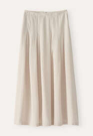 Langer Faltenrock, Blasses Naturbeige, webstill