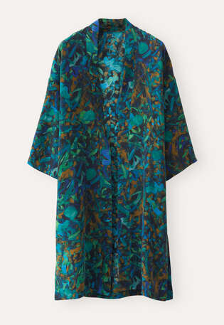 Bedruckte Kimono, Pfauenblau, webstill