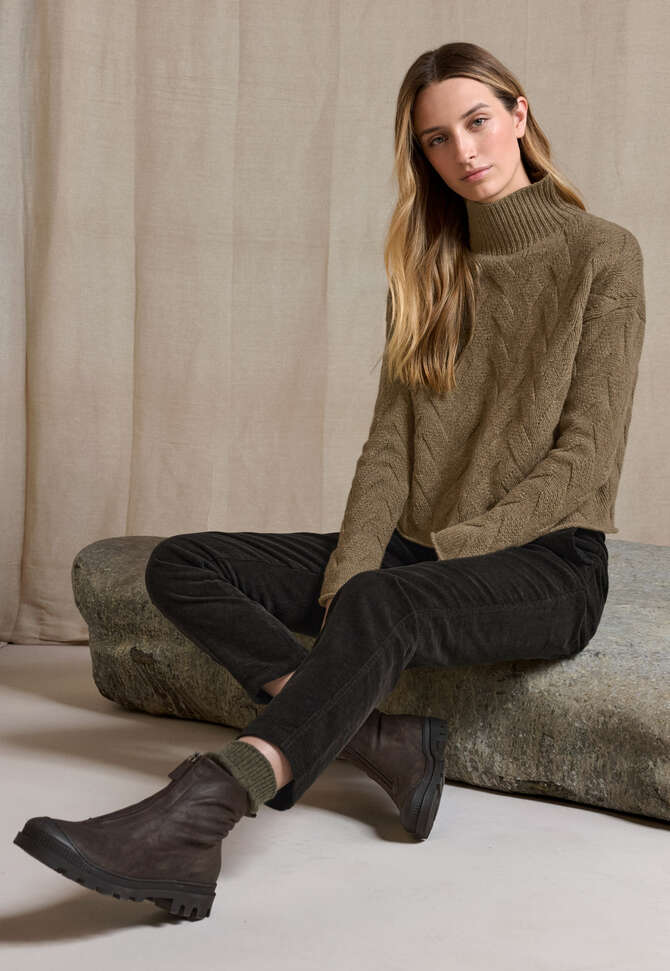 Zopfpullover, Moos-Taupe, completeTheLook