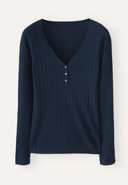 Ripppullover mit V-Ausschnitt, Dunkles Petrol, webstill