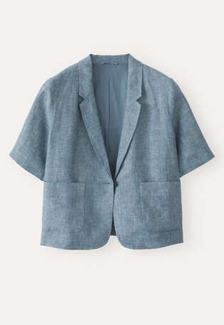 Kurz&auml;rmlige Jacke, Aqua-Petrol, webstill