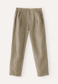 K&uuml;rzere, schmal zulaufende Hose, Oliv-Taupe, webstill