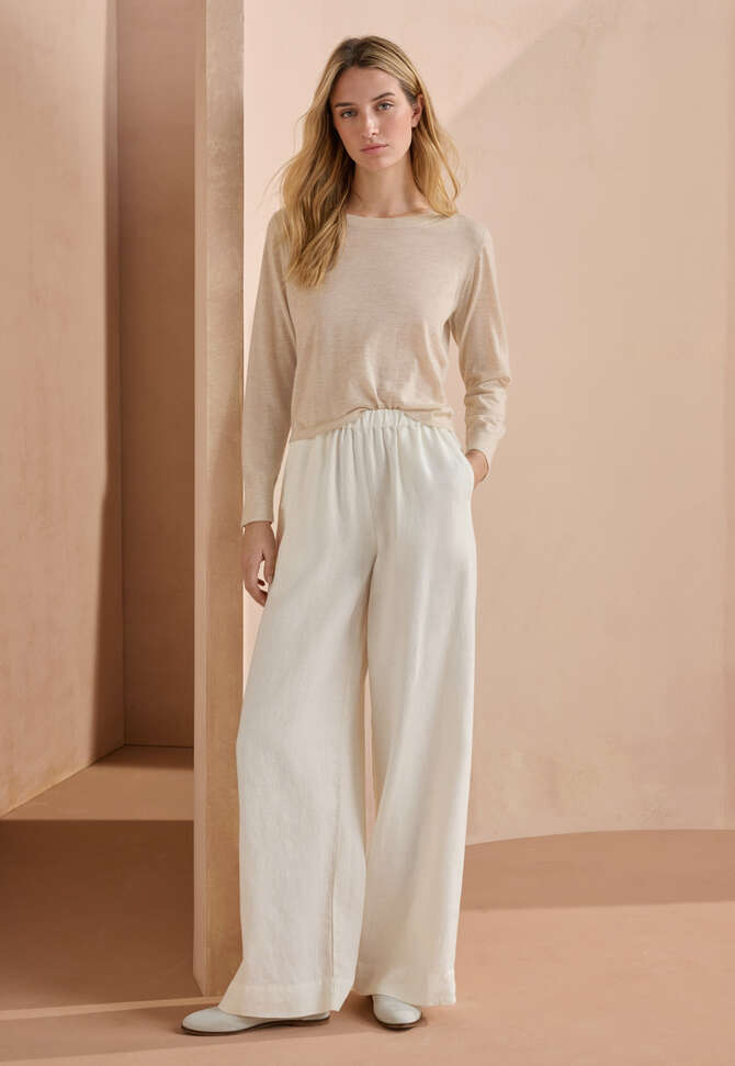 Weitbeinige Schlupfhose, Ecru, completeTheLook