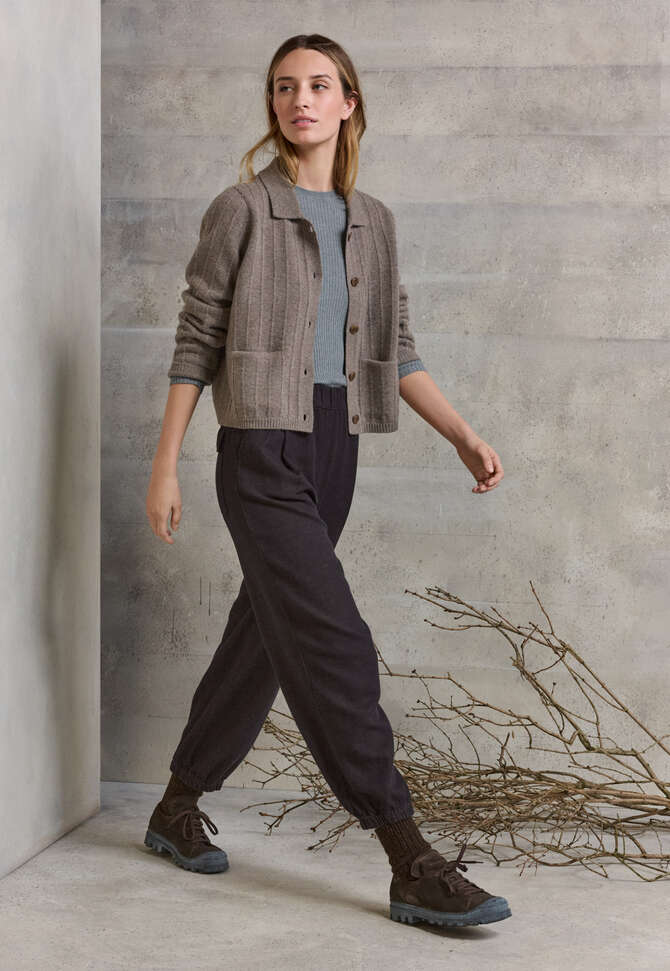 Cardigan mit Kragen, Zartes Braun, completeTheLook