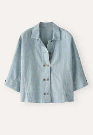 Zweireiher-Bluse, Blasses Aquamarin, webstill