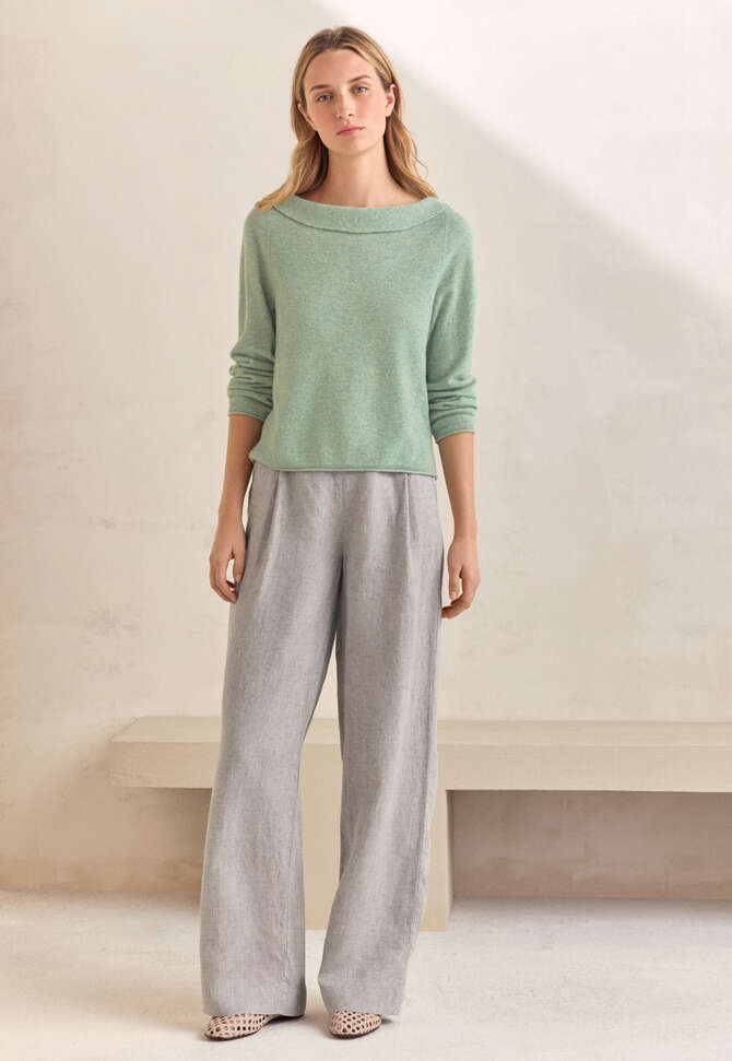 Pullover mit U-Boot-Kragen, Mint/Aqua, completeTheLook