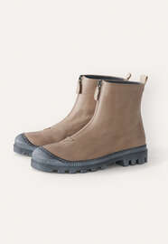Stiefel mit Frontrei&szlig;verschluss, Taupe, webstill