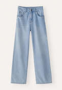 Indigo-Jeans mit geradem Bein, Blasse Waschung, webstill