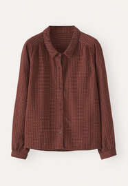 Bluse mit eingewebten Punkten, Rostrot, webstill