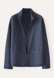 Rei&szlig;verschluss-Strickjacke, Dunkelblau, webstill
