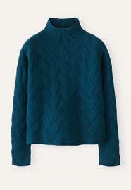 Zopfpullover, Petrol-Aquamarin, webstill