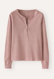 Gestreiftes Henley-Top, Ros&eacute;/Grau, webstill