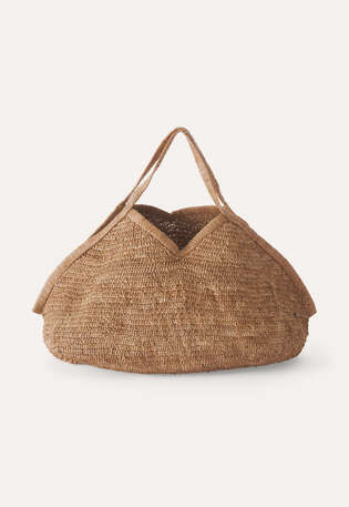 Gro&szlig;e muschelf&ouml;rmige Tasche, Hellbraun, webstill