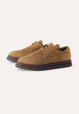 Schn&uuml;rschuhe, Lohbraun, webstill