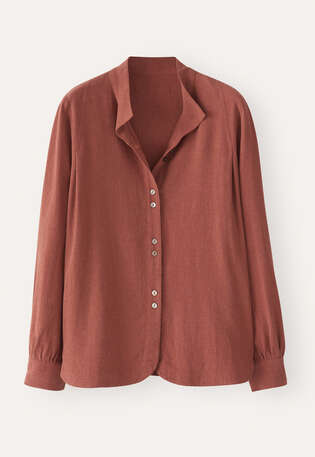 Bluse mit Trichterkragen, Rouge/Braun, webstill