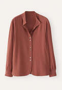 Bluse mit Trichterkragen, Rouge/Braun, webstill