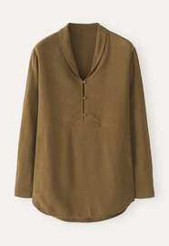 Bluse mit Schalkragen, Bronzegr&uuml;n, webstill