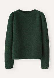 Pullover mit Puff&auml;rmeln, Dunkles Piniengr&uuml;n, webstill