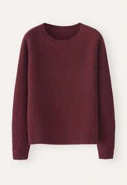 Gerippter Pullover mit Rundhalsausschnitt, Cranberry, webstill
