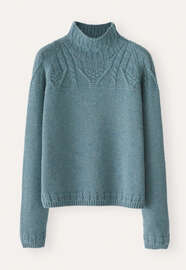 Pullover mit Zopfmusterpasse, Ozean/Aquamarin, webstill
