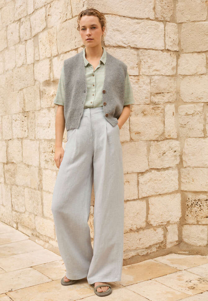 Hose mit Faltenfront, Eisgrau, completeTheLook