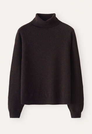 Rollkragenpullover, Dunkle Aubergine, webstill