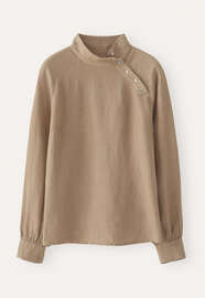 Bluse mit Trichterkragen, Zartes Braun, webstill