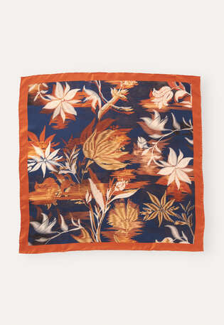 Quadratischer Schal, Blau/Orange, webstill