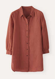 Bluse mit tiefen Seitenschlitzen, Kupferfeige, webstill