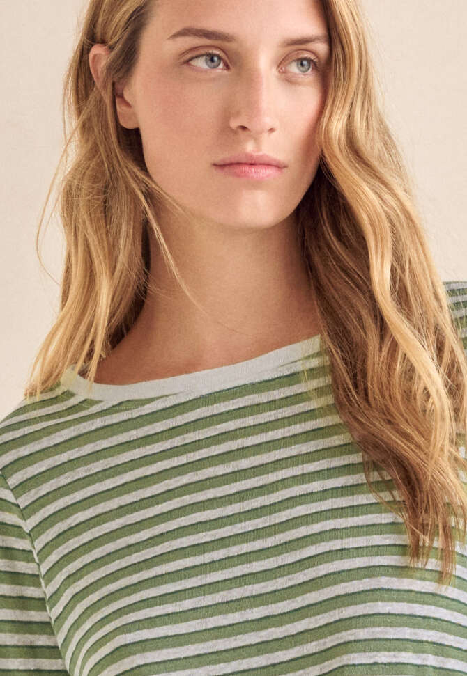 Gestreiftes Oberteil, Smaragd/Creme, completeTheLook