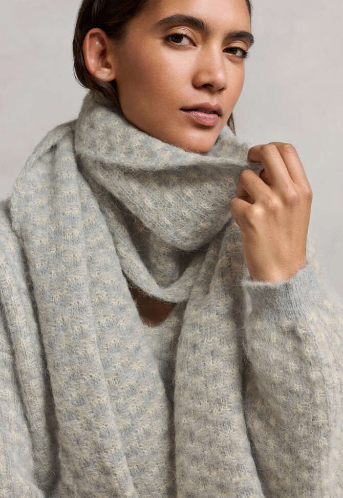 Gemusterter Strickschal, Gefrostetes Rehbraun, completeTheLook