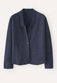 Cardigan mit Kragen, Dunkelblau, webstill
