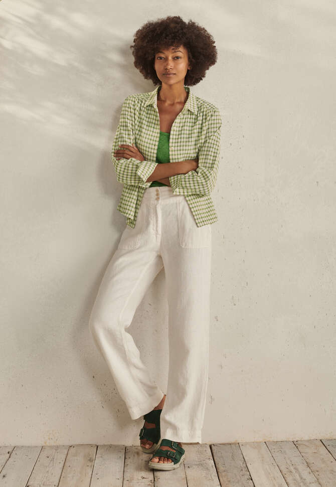 Entspannt geschnittene Hose mit geradem Bein, Ecru, completeTheLook