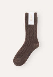 Socken mit Zopfmuster, Braun, webstill